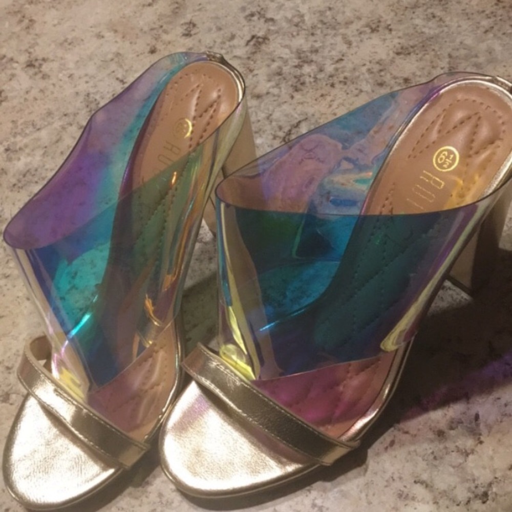 Golden high heels